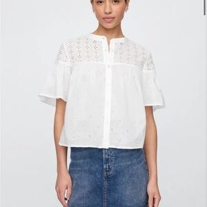 GAP White Eyelet Blouse